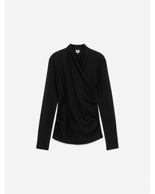 ARKET Black Wrap Lyocell-Cotton Top