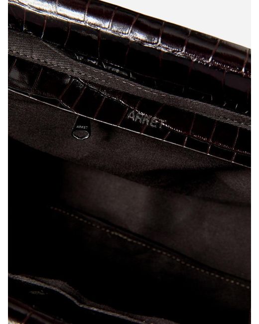 ARKET Black Croco-Embossed Clutch