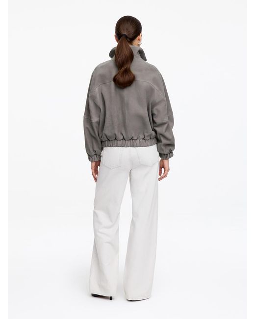 ARKET Gray Boxy Suede Jacket