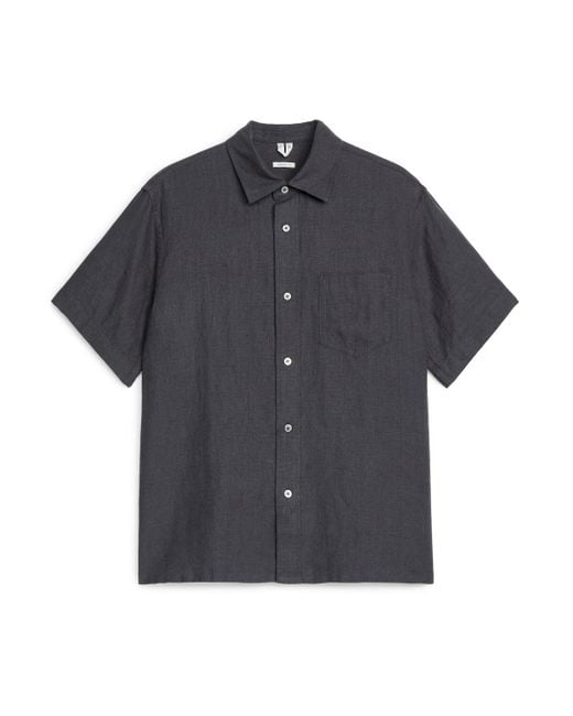 ARKET Gray Short-sleeved Linen Shirt for men