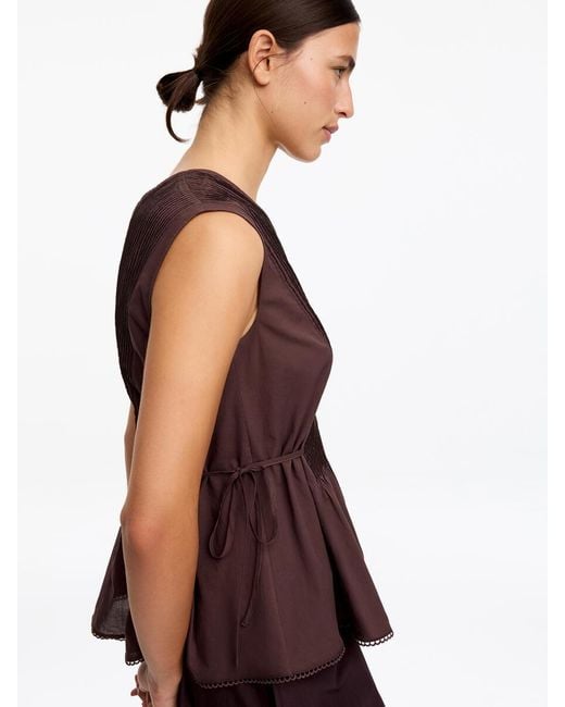 ARKET Brown Pintuck Top