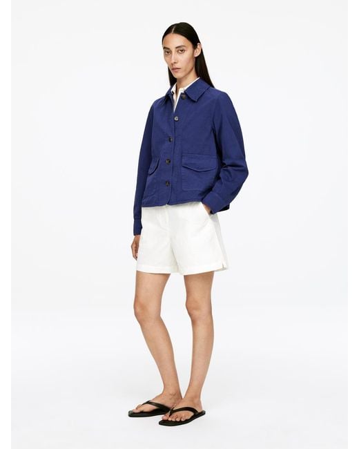 ARKET Blue Overshirt Aus Baumwolle Und Leinen
