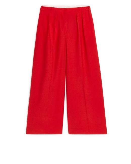 ARKET Red Relaxed Wool-blend Trousers