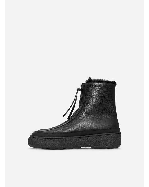 ARKET Black Leather Zip Boots