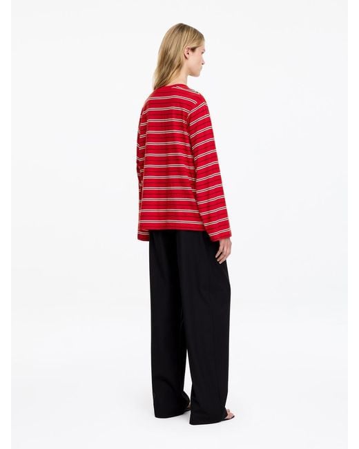 ARKET Red Striped Long-Sleeved T-Shirt