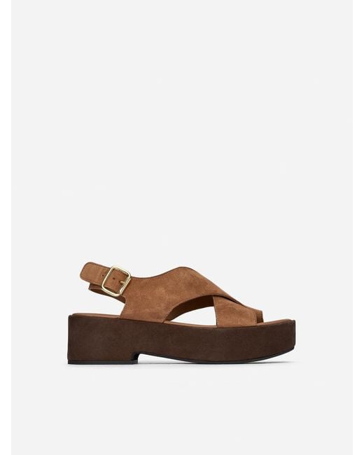 ARKET Brown Suede Wedge Sandals