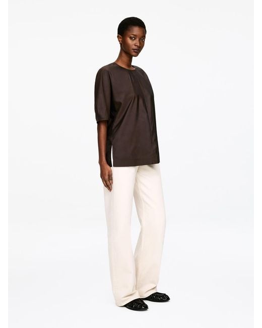 ARKET Brown Silk-Blend Blouse