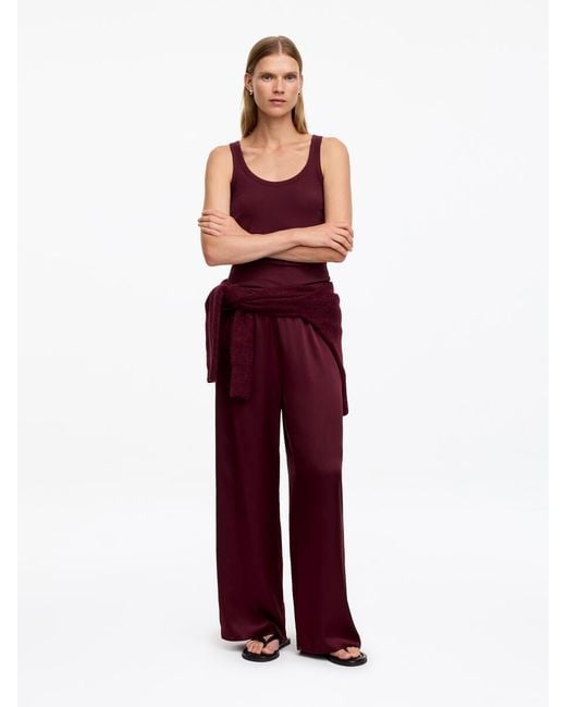 ARKET Red Silk Satin Trousers
