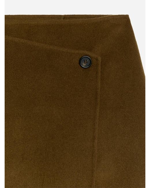 ARKET Green Wool-Blend Doublé Skirt