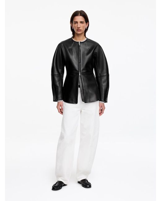 ARKET Black Sculptural Leather Jacket