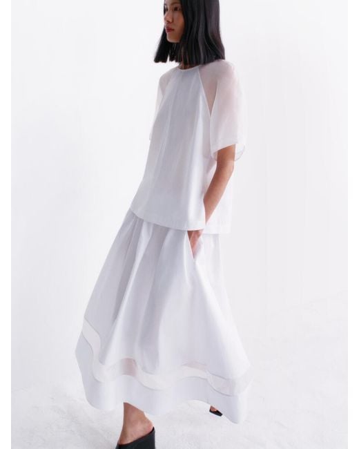 ARKET White Organza Panel Midi Skirt