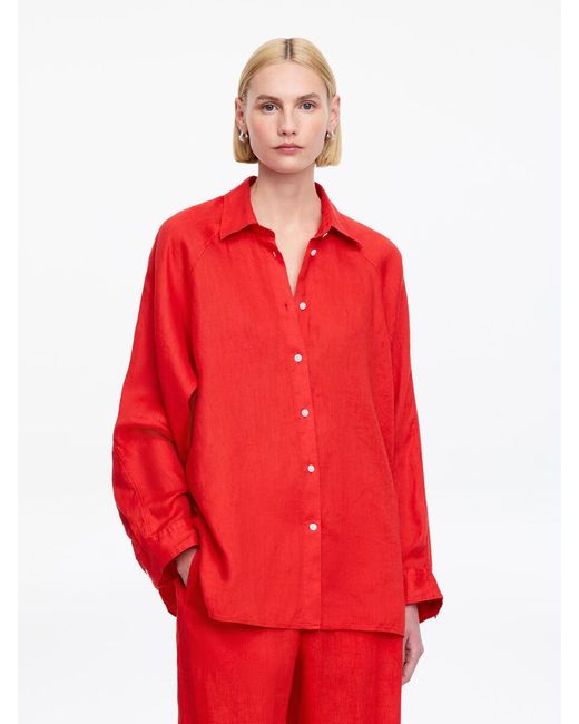 ARKET Red Relaxed Linen Shirt