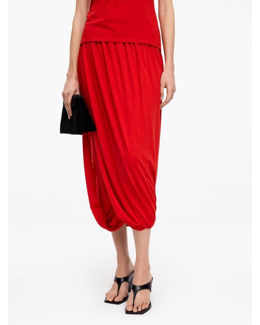 ARKET Red Draped Midi Skirt
