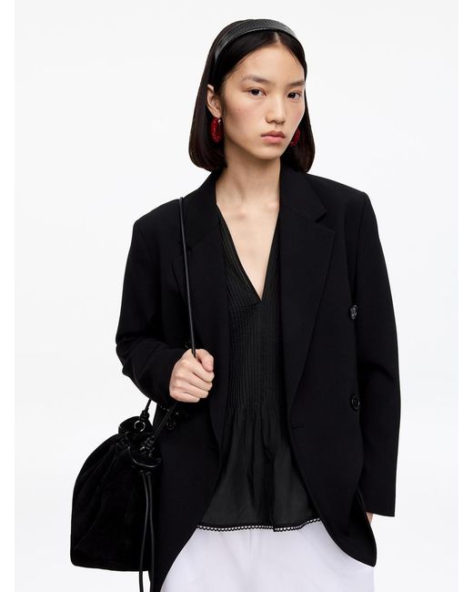 ARKET Black Pintuck Top