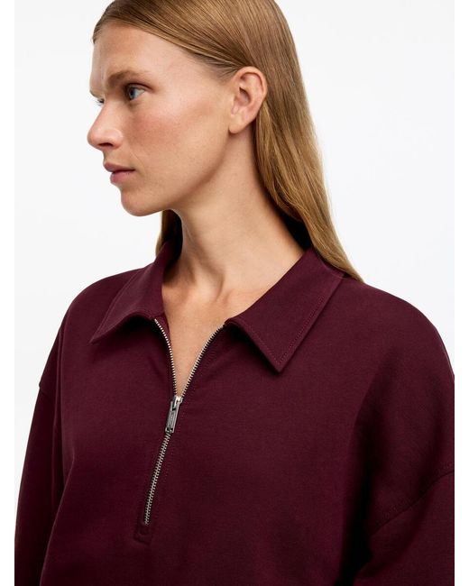 ARKET Red Half-Zip Polo Sweatshirt