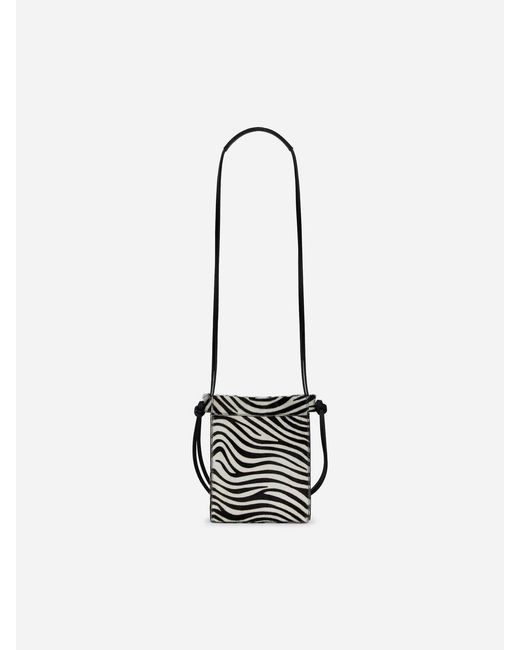 ARKET White Zebra-Print Leather Crossbody Bag