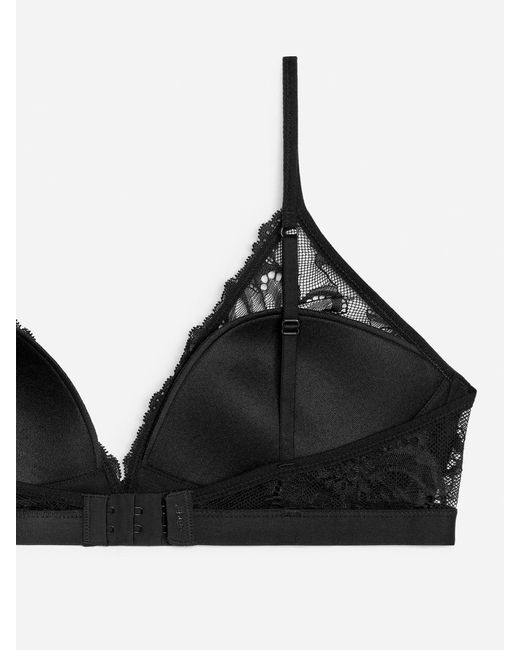 ARKET Black Padded Lace Bra