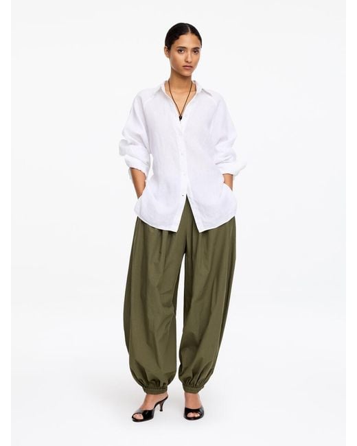 ARKET Green Balloon Cotton Trousers