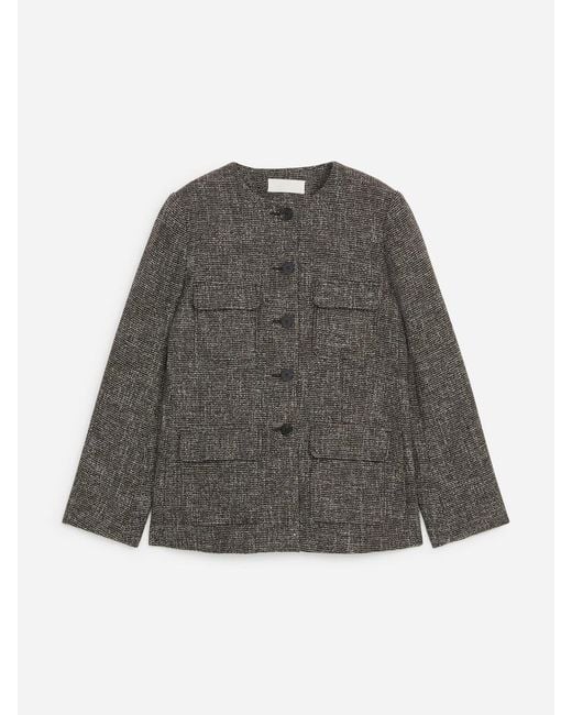 ARKET Gray Wool-Cotton Blend Utility Jacket