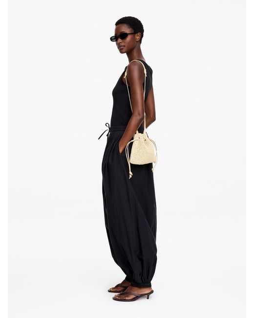 ARKET Black Woven Straw Pouch