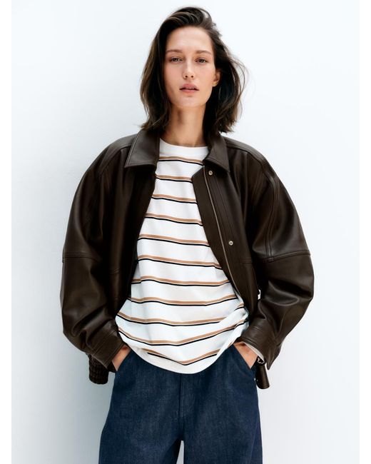 ARKET Brown Relaxed Leather Jacket