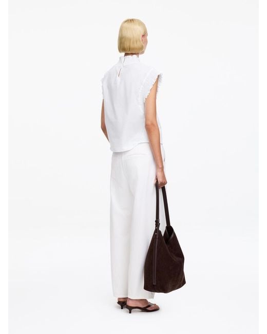 ARKET White Smocked Cotton Poplin Top