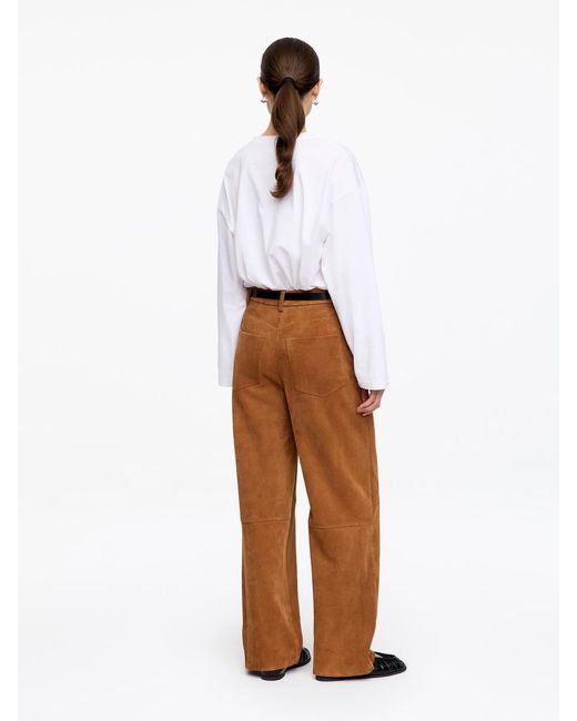 ARKET White Relaxed Suede Trousers