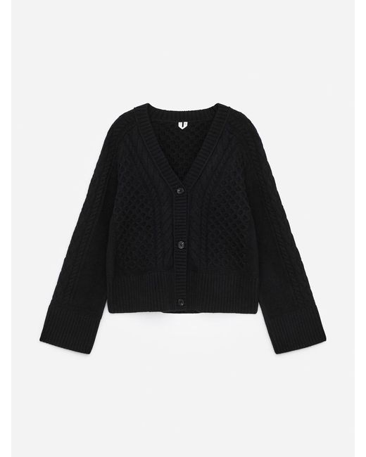 ARKET Black Cable-knit Wool Cardigan