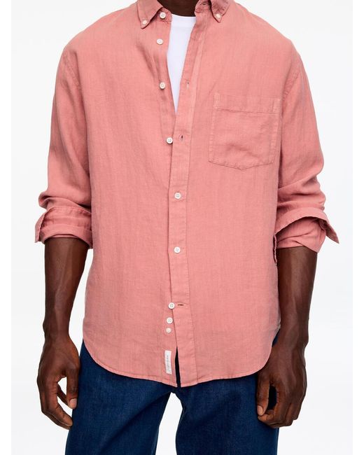 ARKET Pink Relaxed Linen Shirt for men