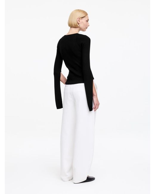 ARKET Black Ribbed Wool-Blend Top