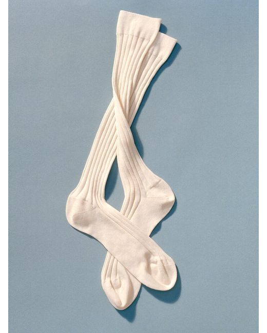 ARKET White Ribbed Silk-Blend Socks