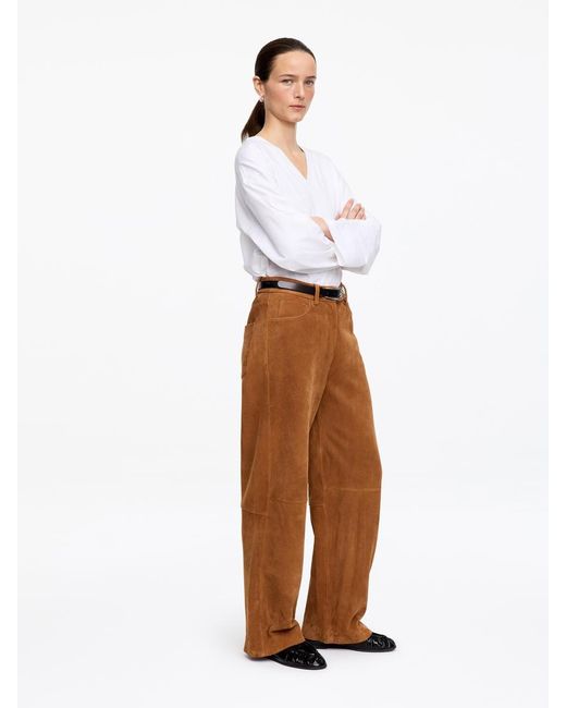 ARKET White Relaxed Suede Trousers
