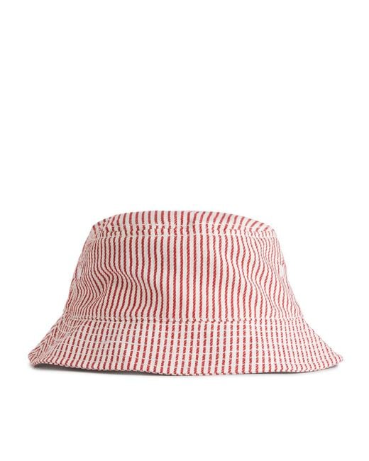 ARKET Hickory Stripe Bucket Hat in Pink Lyst UK