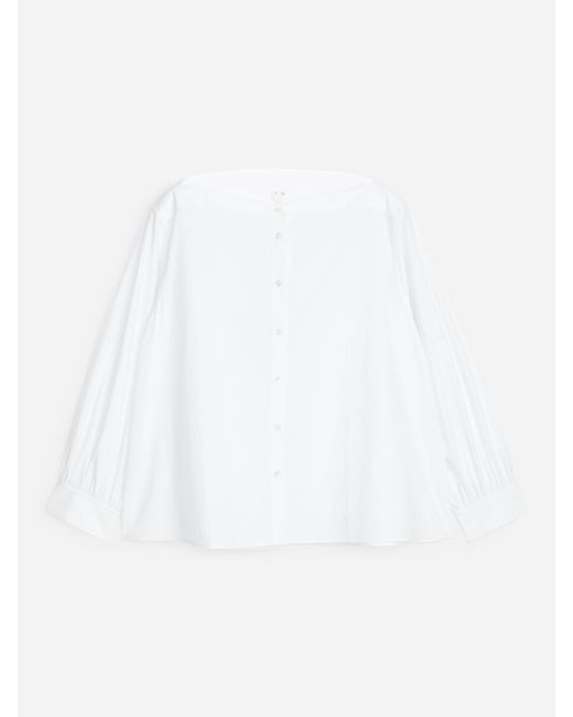ARKET White Boat-Neck Cotton Blouse
