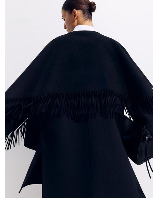 ARKET Black Doublé Wool-Blend Cape Coat