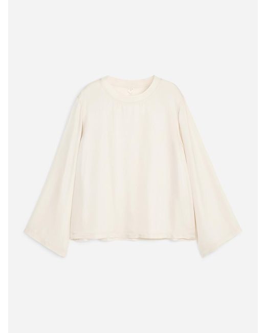 ARKET White Long-Sleeve Satin Top