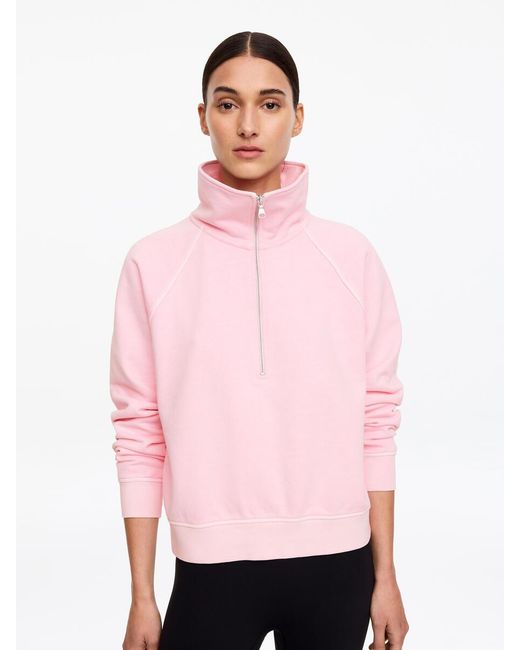 ARKET Pink Half-Zip Terry Sweatshirt