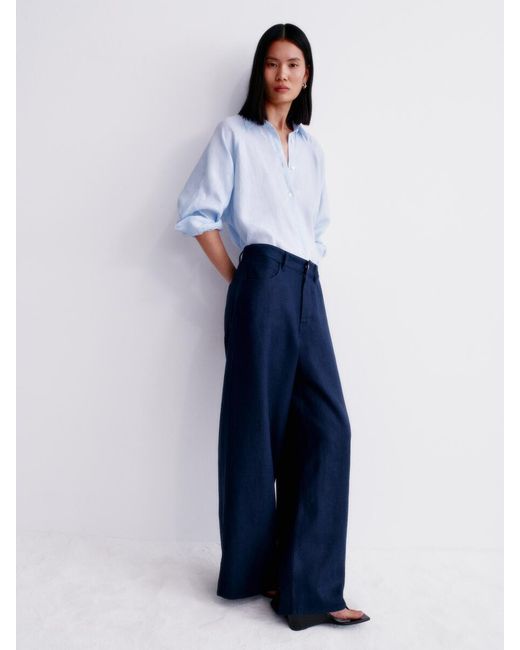 ARKET Blue Five-Pocket Linen Trousers