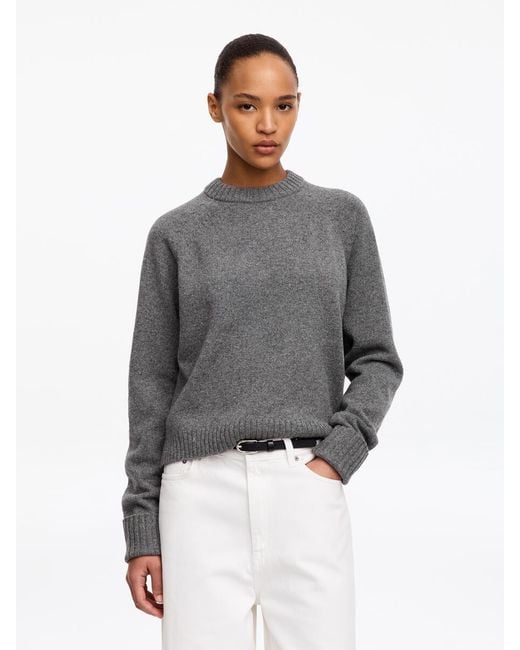 ARKET Gray Folded Sleeve Wool Jumper