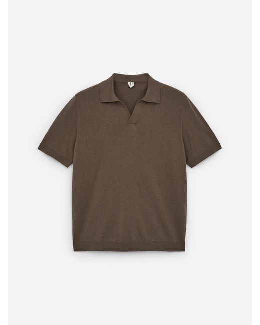 ARKET Gray Cotton Linen Polo Shirt for men