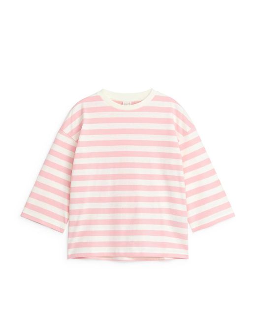 ARKET Pink Oversize-T-Shirt Mit Langen Ärmeln