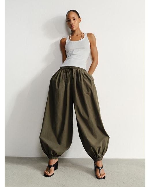 ARKET Green Balloon Cotton Trousers