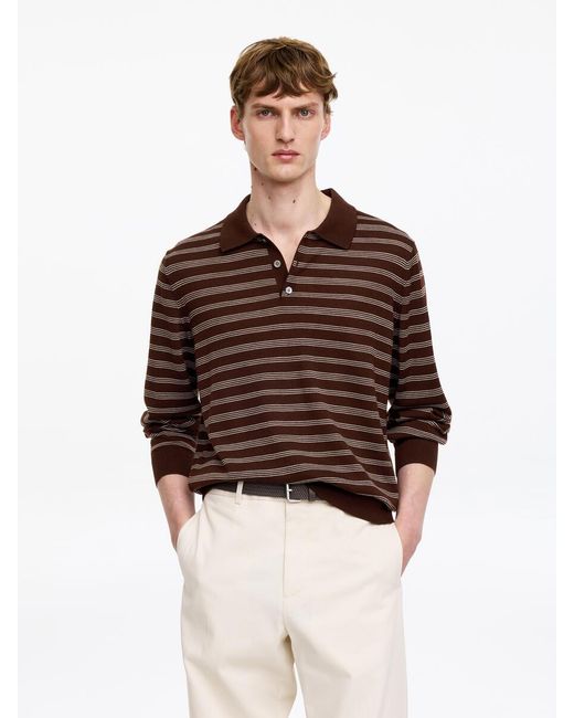ARKET Brown Merino Polo Jumper for men