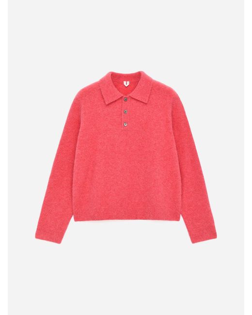 ARKET Red Alpaca Wool Blend Polo Shirt for men