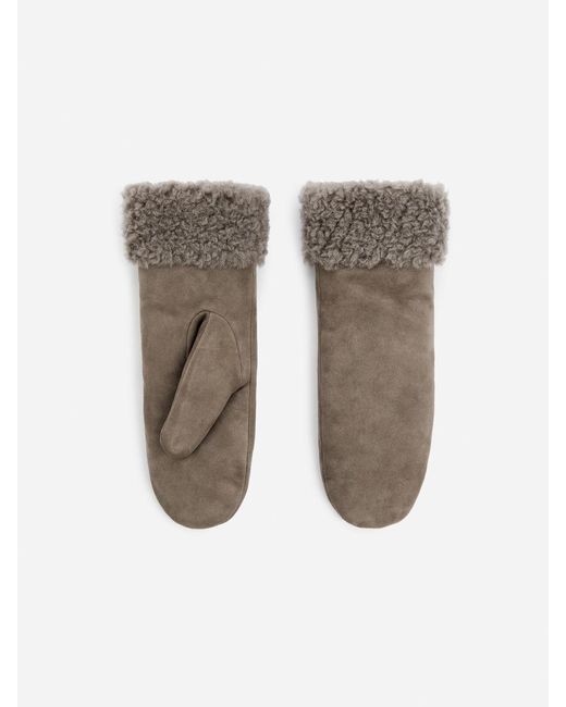 ARKET White Lined Suede Mittens