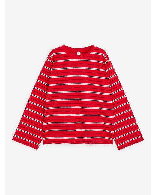 ARKET Red Striped Long-Sleeved T-Shirt