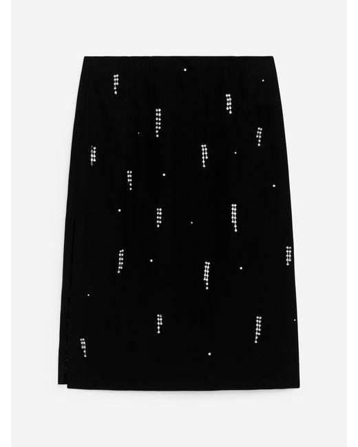 ARKET White Rhinestone-Detail Midi Skirt