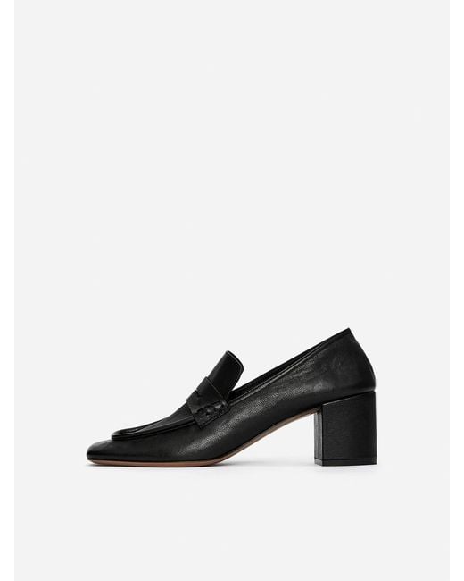 ARKET Black Heeled Leather Loafers