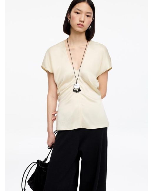 ARKET Natural Draped Satin Top