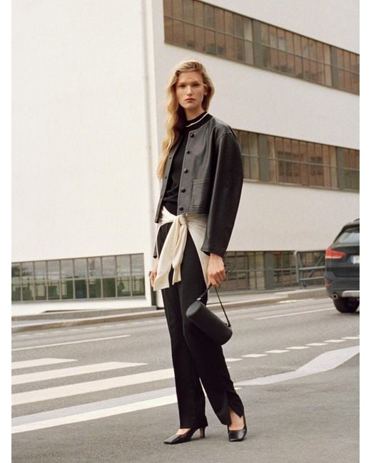 ARKET Black Square-Toe Leather Pumps
